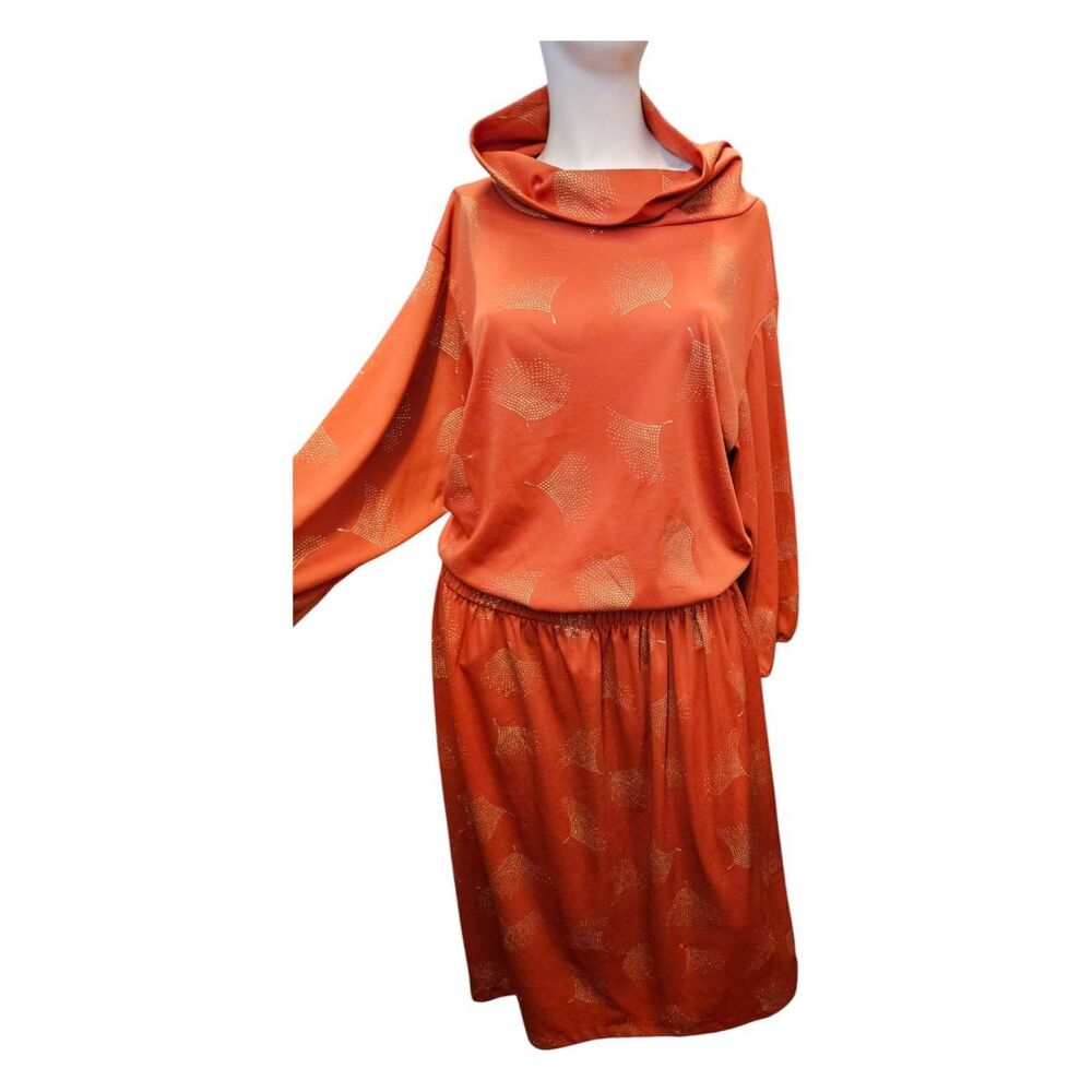 Champagne Orange Gold 2 Piece Top and Skirt Womens Size 16 Vintage 80's